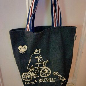 NWOT Julia Nash Denim Tote B.O.B. Best of Britain Pedaling for Yorkshire